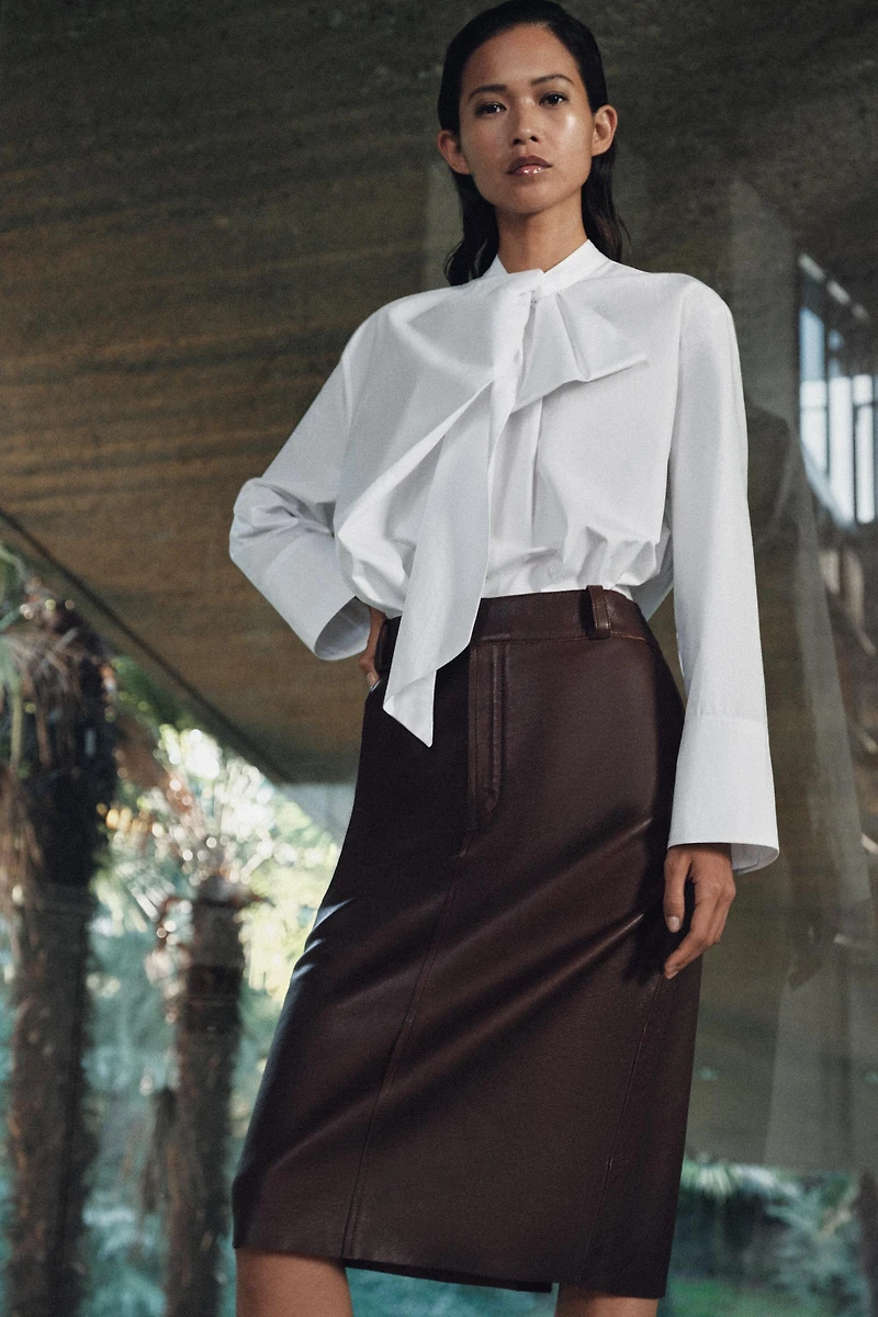 JUPE MIDI EN CUIR ZW COLLECTION ÉDITION LIMITÉE