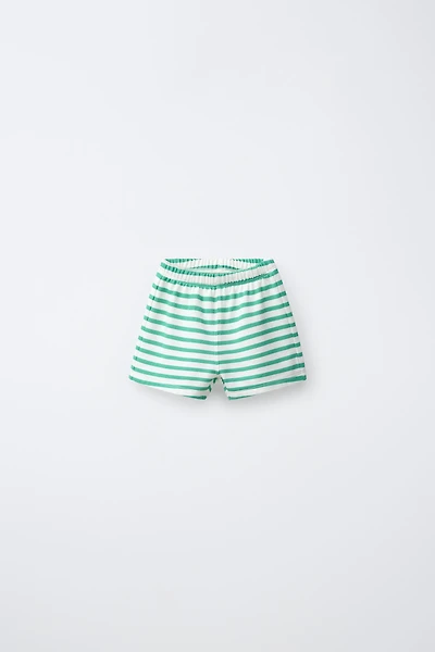 EMBROIDERED TANGERINE STRIPED SHORTS