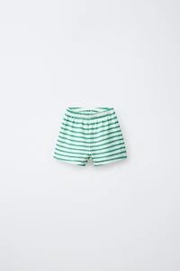 EMBROIDERED TANGERINE STRIPED SHORTS