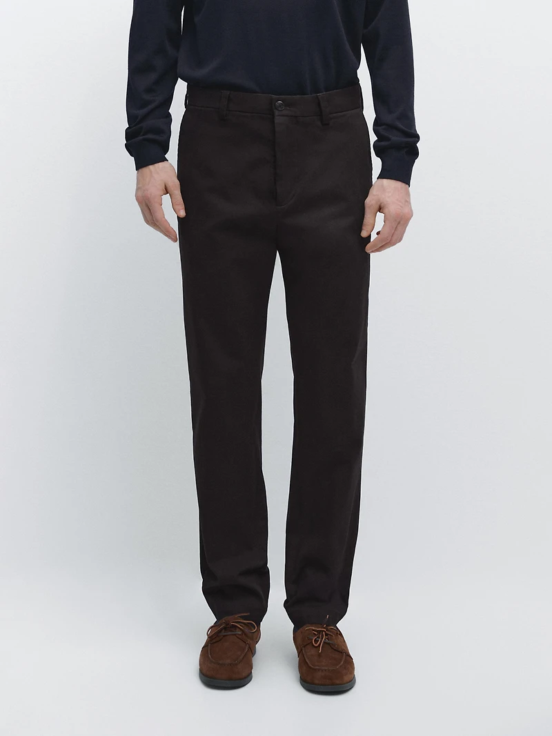 Tapered fit micro textured trousers