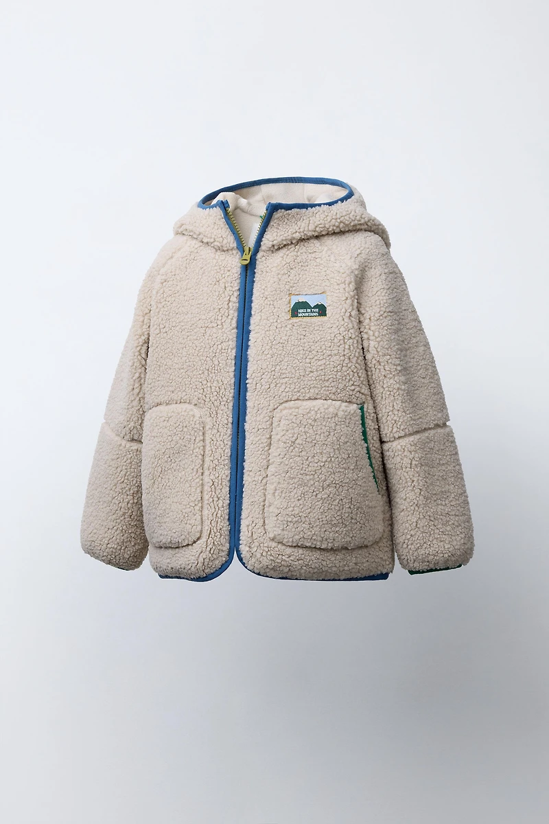 CONTRAST PIPING FLEECE HOODIE JACKET