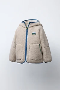 CONTRAST PIPING FLEECE HOODIE JACKET