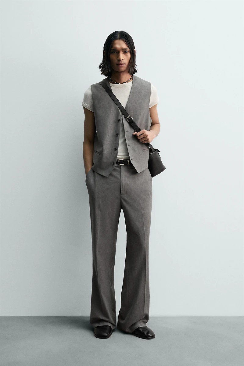 TEXTURED STRIPED SUIT VEST