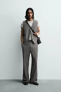TEXTURED STRIPED SUIT VEST
