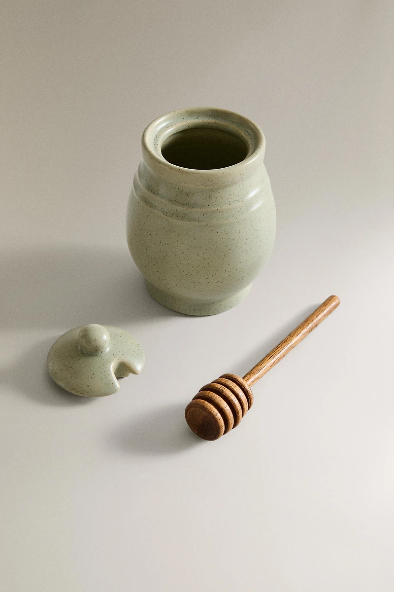 POT À MIEL GRÈS PETITE CUILLÈRE
