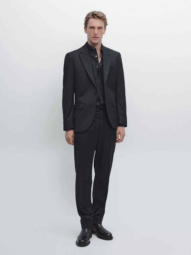 Wool blend flannel suit trousers
