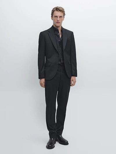 Wool blend flannel suit trousers