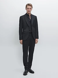 Wool blend flannel suit trousers