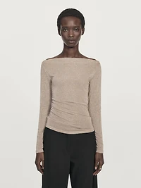 T-shirt à col bateau finition métallisée