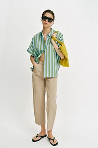 PANTALON BARREL À RAYURE PLISSÉE