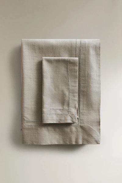 HEMSTITCHED COTTON TABLECLOTH