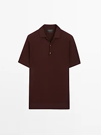 Short sleeve knit polo shirt