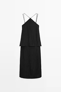 Flowing strappy 100% linen dress