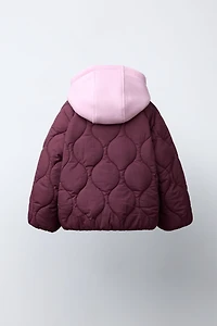 EMBROIDERED BEAR HOODED PUFFER JACKET