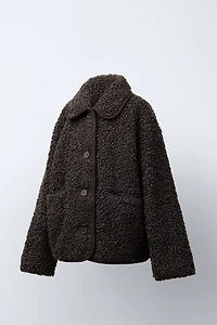 PIPED SHEARLING COAT