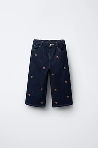 EMBROIDERED BEAR CULOTTE JEANS