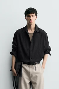 TEXTURED COTTON BLEND SHIRT