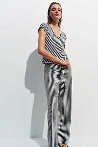 STRIPED LINEN BLEND PANTS