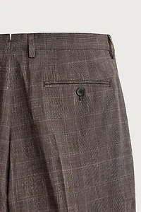 PANTALON DE COSTUME À CARREAUX LIN/LAINE