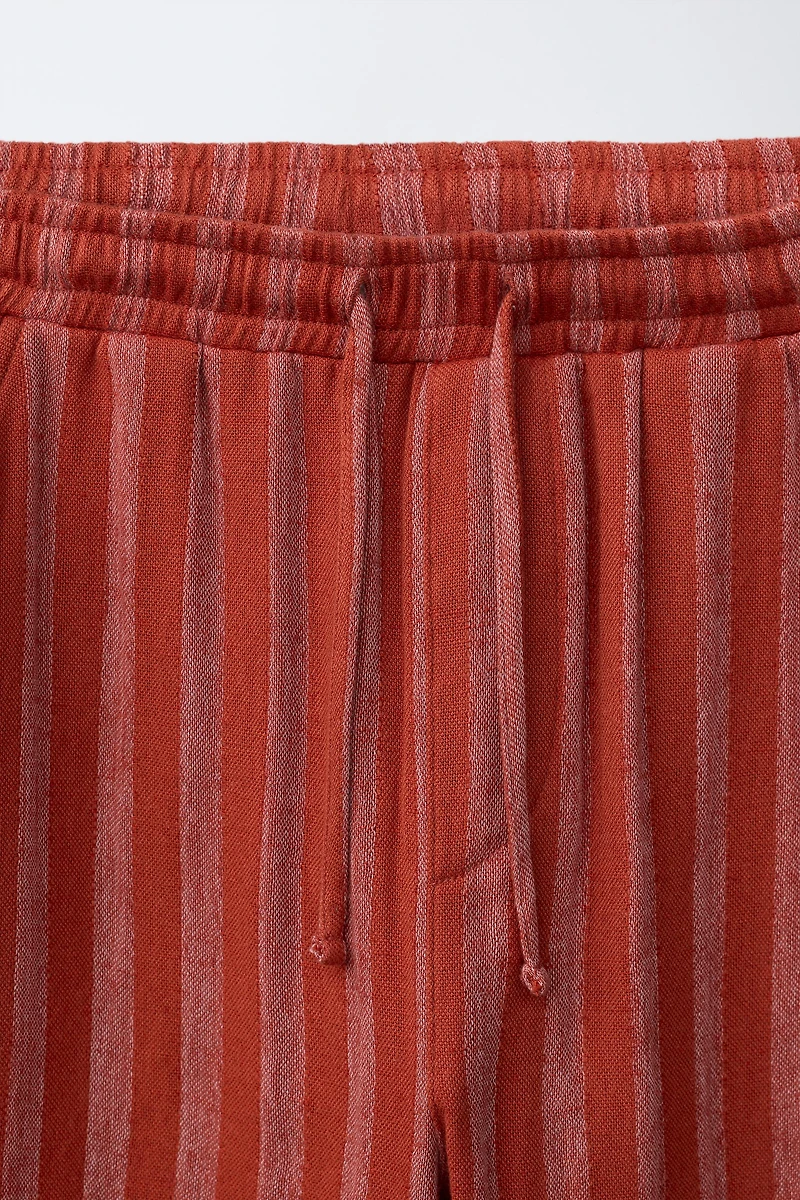 PANTALON RUSTIQUE RAYURES AVEC LIN