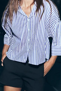 STRIPED POPLIN SHIRT WITH WIDE SLEEVES