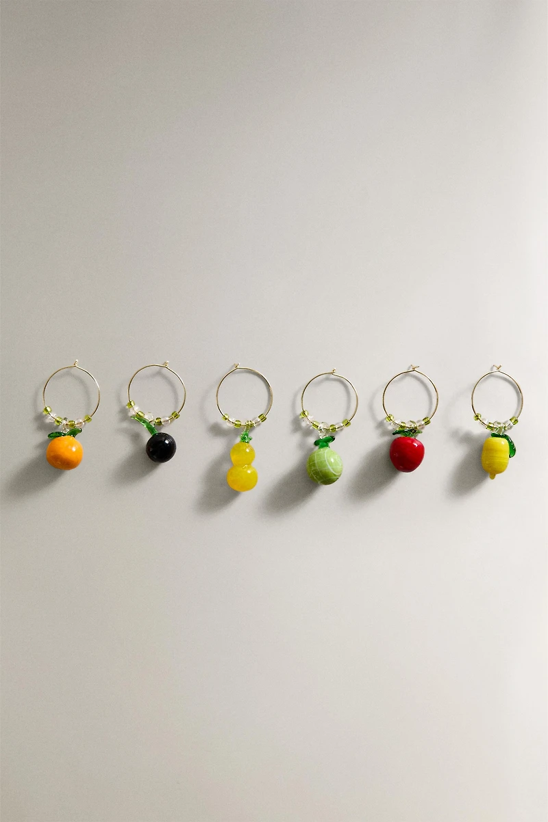 SET OF FRUIT GLASS CHARMS (SET OF 6)