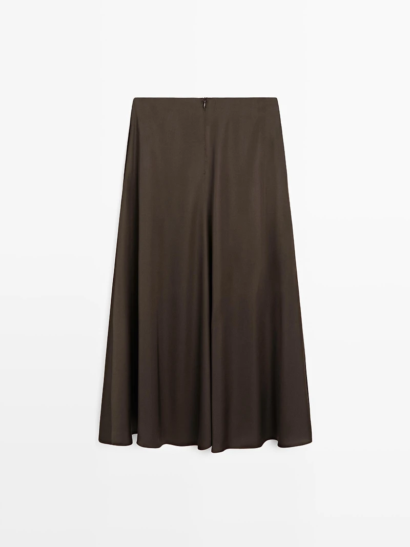 Satin midi skirt with pockets