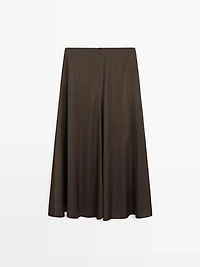 Satin midi skirt with pockets