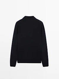 Pull polo en maille de laine mérinos
