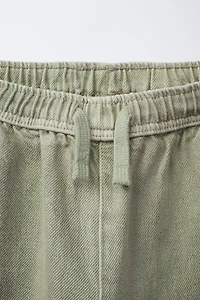 WASHED EFFECT TWILL BALLOON PANTS