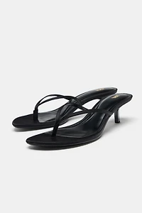 SATIN KITTEN HEEL SANDALS