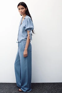 WIDE LEG ELASTIC WAIST PANTS