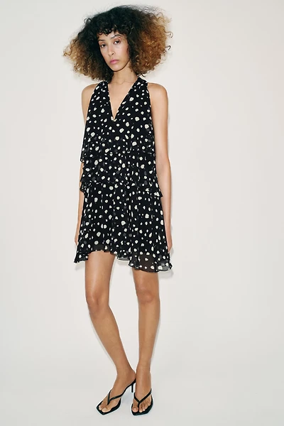 POLKA DOT RUFFLED MINI DRESS