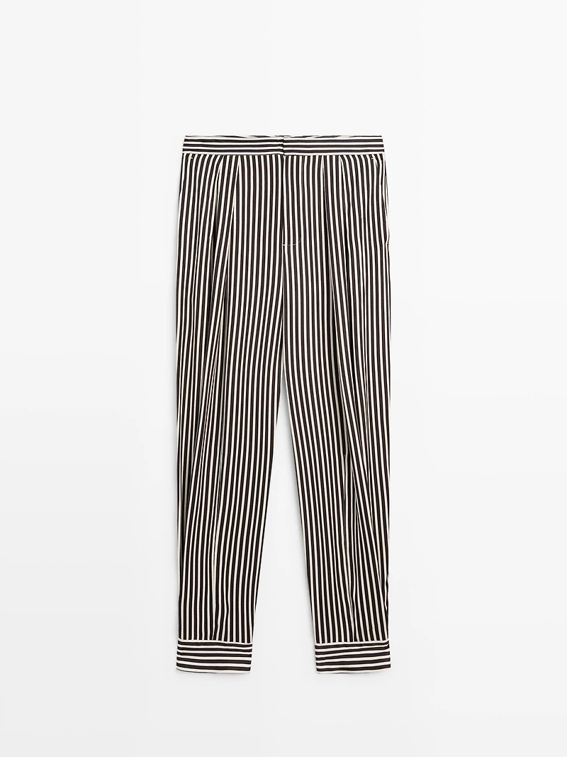 Striped draped pants with darts