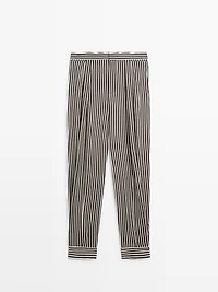 Striped draped pants with darts