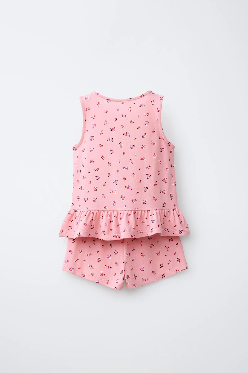 FLORAL PRINT T-SHIRT AND BERMUDA SET