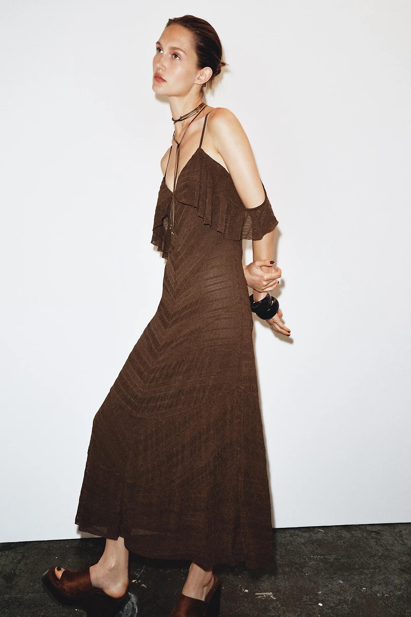 TEXTURED MIDI DRESS