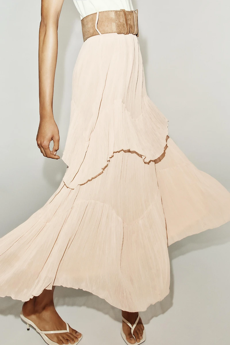 COMBINED MIDI BELTED DRESS