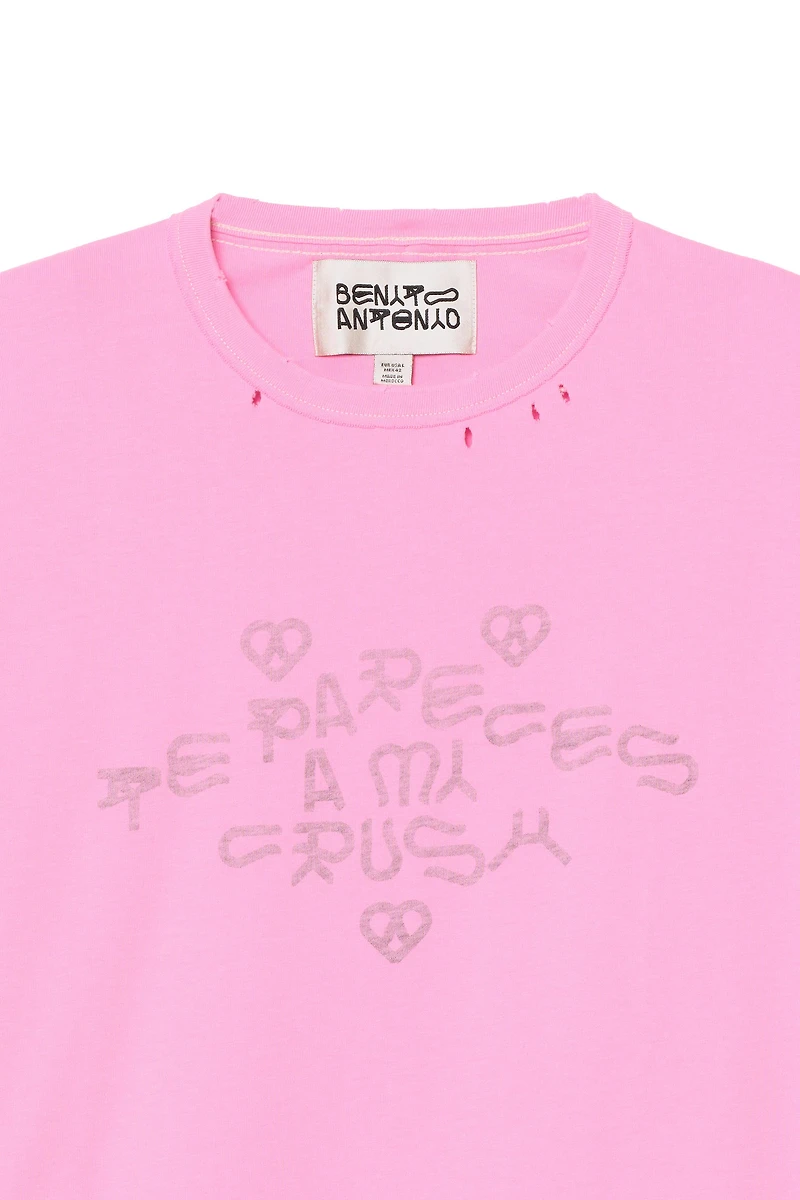 CRUSH WASHED TEXT REVERSED EFFECT T-SHIRT