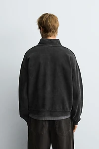 WASHED QUARTER-ZIP SWEATSHIRT
