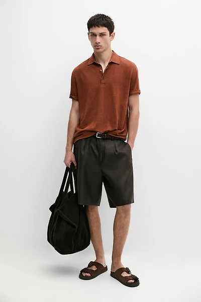 Polo 100 % lin à manches courtes