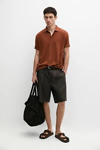 Polo 100 % lin à manches courtes