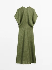 Short sleeve linen midi dress