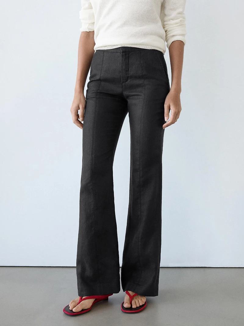 100% linen kick flare fit pants
