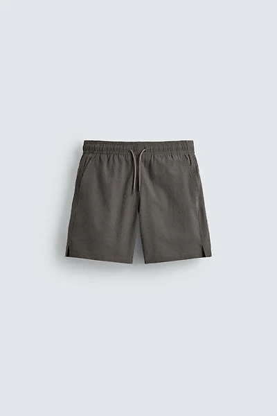 MAILLOT DE BAIN LONG À CARREAUX TEXTURÉ