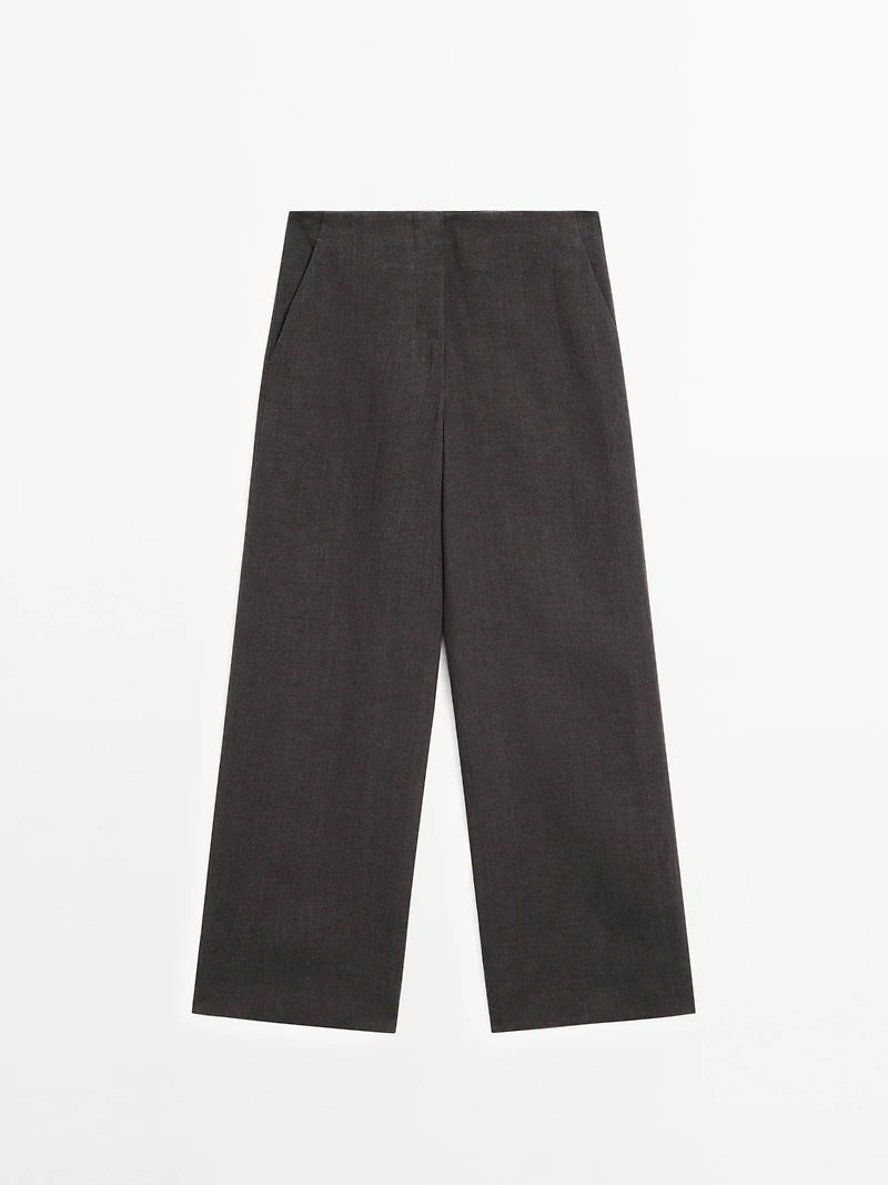 Lightweight straight fit 100% linen trousers