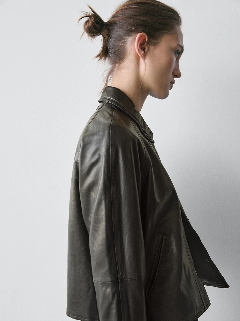 Nappa leather jacket with belt