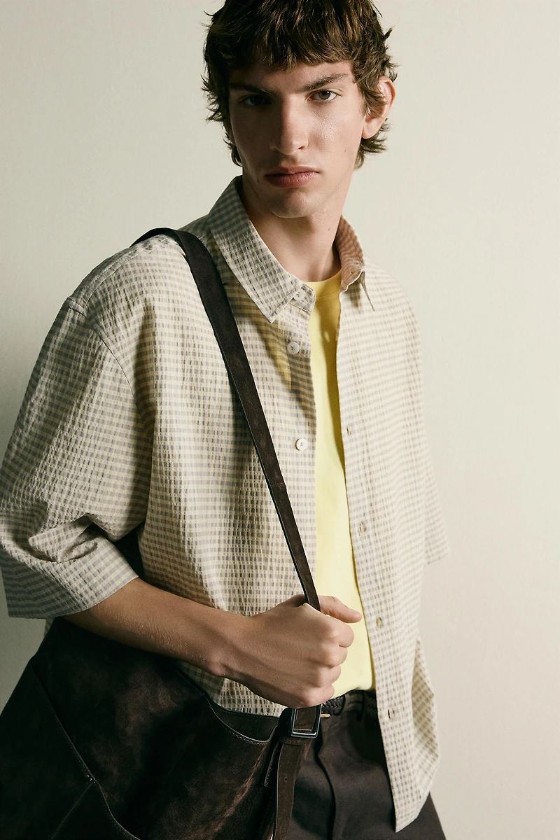 TEXTURED PLAID SHIRT