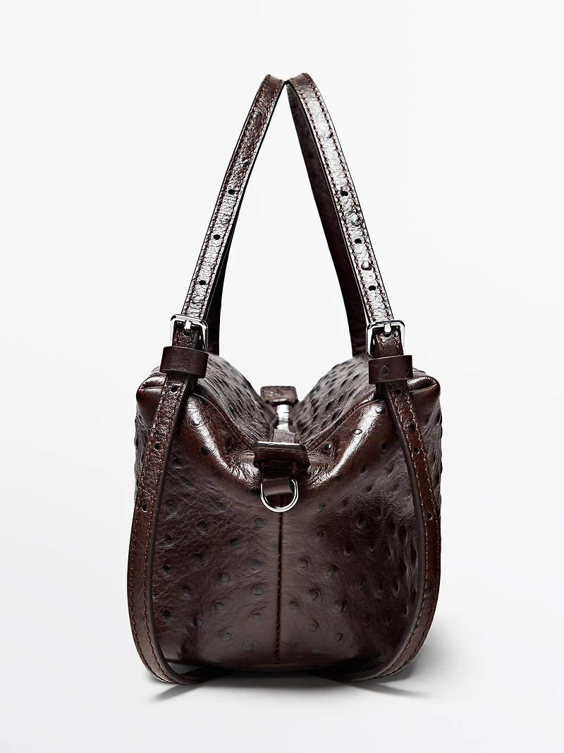 Textured leather mini satchel bag