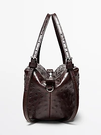 Textured leather mini satchel bag